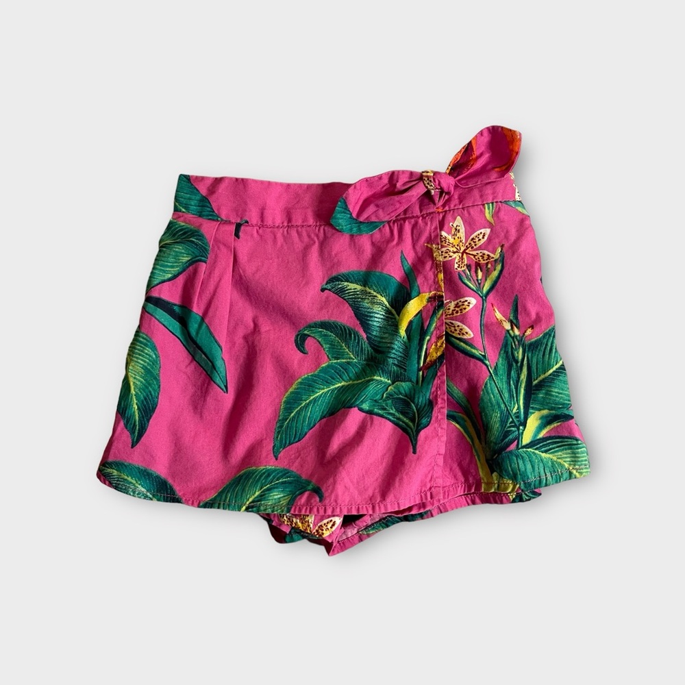 Gap Tropical Leaf Floral Green & Pink Skort